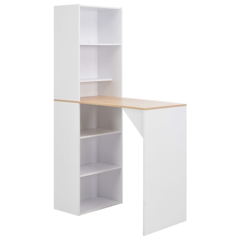 vidaXL Tavolo da Bar con Mobiletto Bianco 115x59x200 cm vidaXL Tavolo da Bar con Mobiletto Bianco 115x59x200 cm
