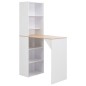 vidaXL Tavolo da Bar con Mobiletto Bianco 115x59x200 cm vidaXL Tavolo da Bar con Mobiletto Bianco 115x59x200 cm