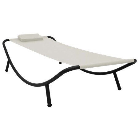 vidaXL Lettino da Giardino Crema 200x90 cm in Acciaio