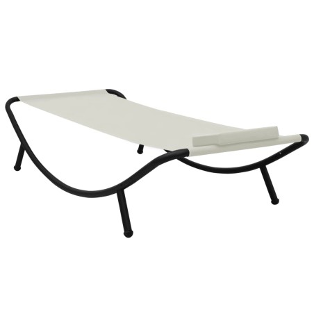 vidaXL Lettino da Giardino Crema 200x90 cm in Acciaio