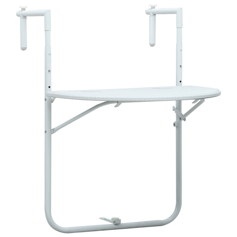 vidaXL Tavolo da Balcone Pensile Bianco 60x64x83,5cm Plastica Rattan vidaXL Tavolo da Balcone Pensile Bianco 60x64x83,5cm Plastica Rattan