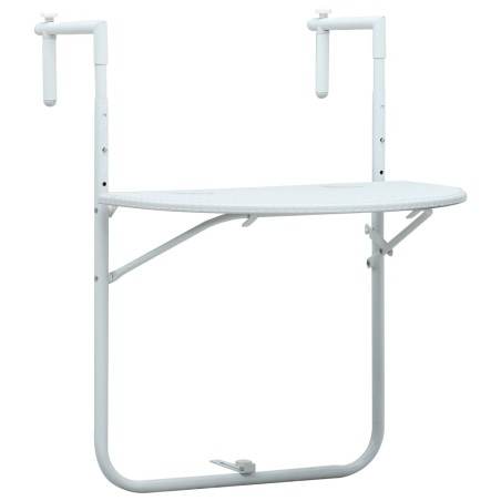 vidaXL Tavolo da Balcone Pensile Bianco 60x64x83,5cm Plastica Rattan