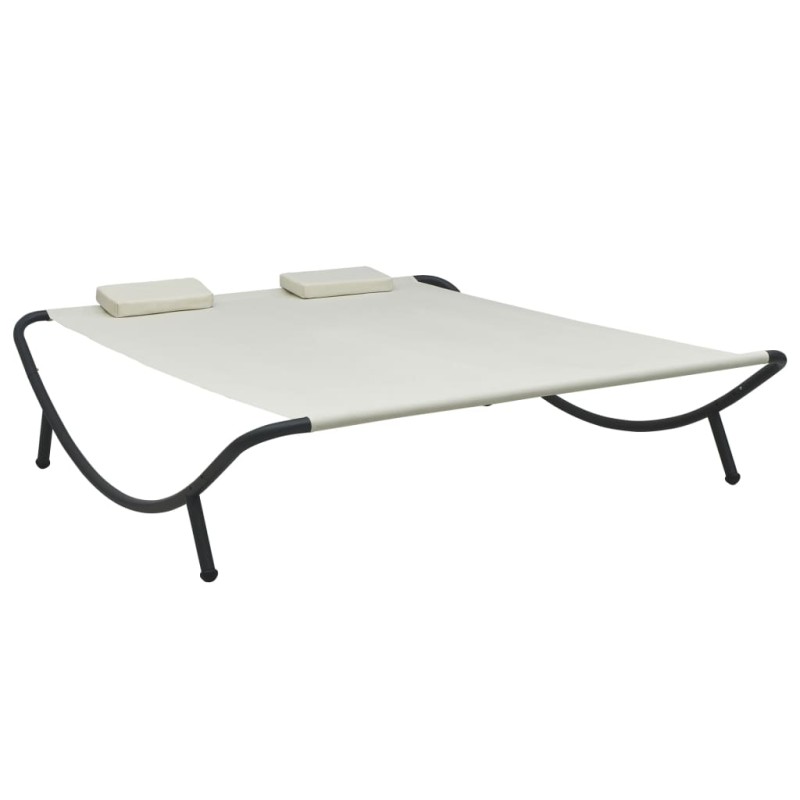 vidaXL Lettino Prendisole in Tessuto Crema vidaXL Lettino Prendisole in Tessuto Crema
