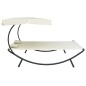 vidaXL Lettino Prendisole con Baldacchino e Cuscini Bianco Crema vidaXL Lettino Prendisole con Baldacchino e Cuscini Bianco Crema