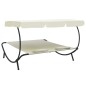 vidaXL Lettino Prendisole con Baldacchino e Cuscini Bianco Crema vidaXL Lettino Prendisole con Baldacchino e Cuscini Bianco Crema