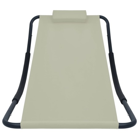 vidaXL Lettino da Giardino Crema 200x90 cm in Acciaio
