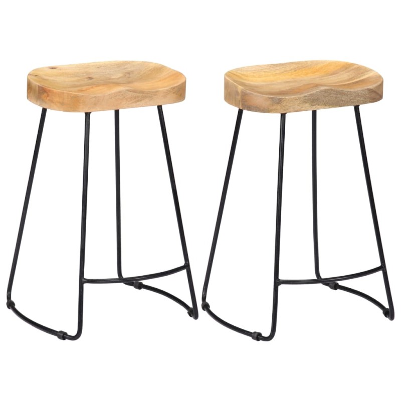 vidaXL Sgabelli da Bar Gavin 2 pz in Legno Massello di Mango vidaXL Sgabelli da Bar Gavin 2 pz in Legno Massello di Mango