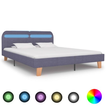 vidaXL Giroletto LED senza Materasso Grigio Chiaro 160x200 cm Tessuto
