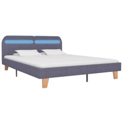 vidaXL Giroletto LED senza Materasso Grigio Chiaro 160x200 cm Tessuto