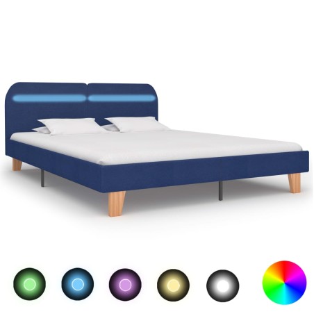 vidaXL Giroletto con Luci LED Blu in Tessuto 160x200 cm