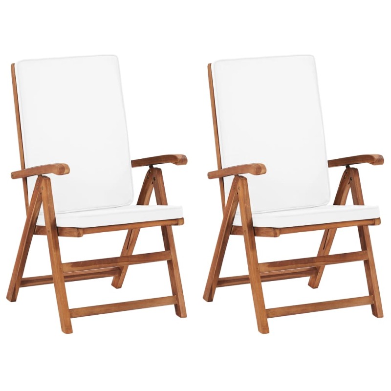 vidaXL Sedie da Giardino con Cuscini 2 pz Legno Massello di Teak Crema vidaXL Sedie da Giardino con Cuscini 2 pz Legno Massello di Teak Crema