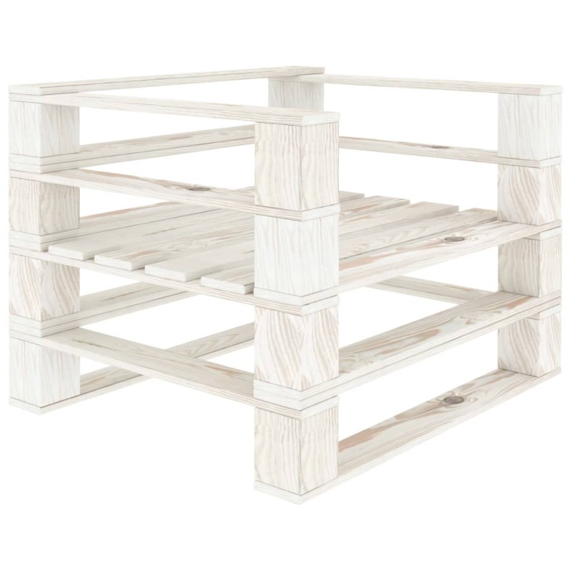 vidaXL Poltrona da Giardino su Pallet in Legno Bianco vidaXL Poltrona da Giardino su Pallet in Legno Bianco