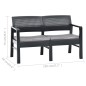 vidaXL Panchina Giardino 2 Posti con Cuscini 120 cm Plastica Antracite vidaXL Panchina Giardino 2 Posti con Cuscini 120 cm Plastica Antracite