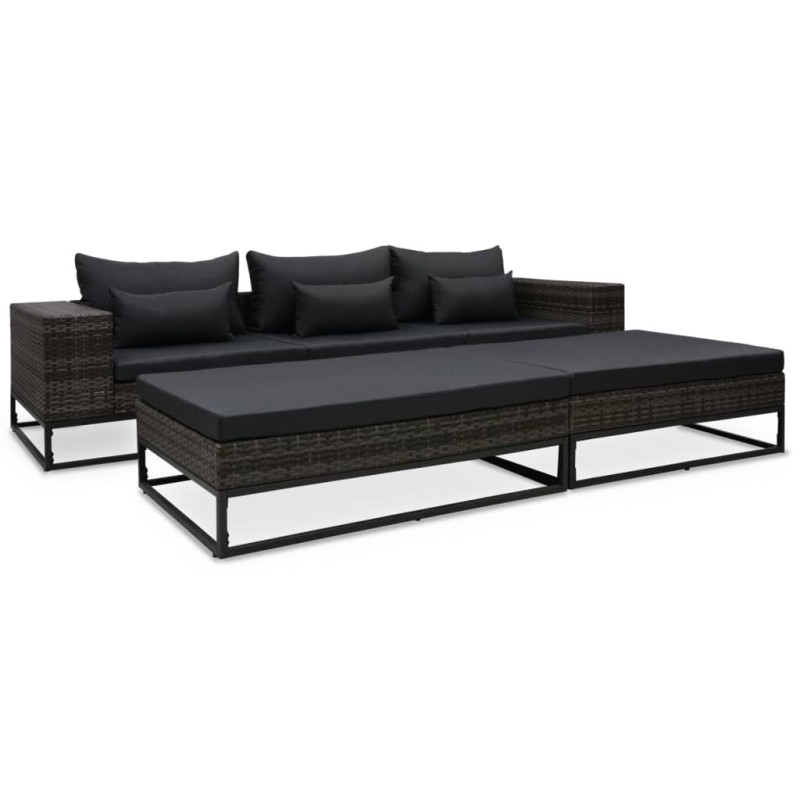 vidaXL Set Divani da Giardino 5 pz con Cuscini in Polyrattan Grigio