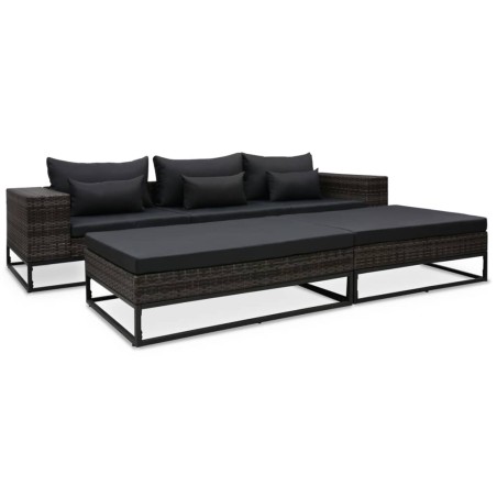 vidaXL Set Divani da Giardino 5 pz con Cuscini in Polyrattan Grigio