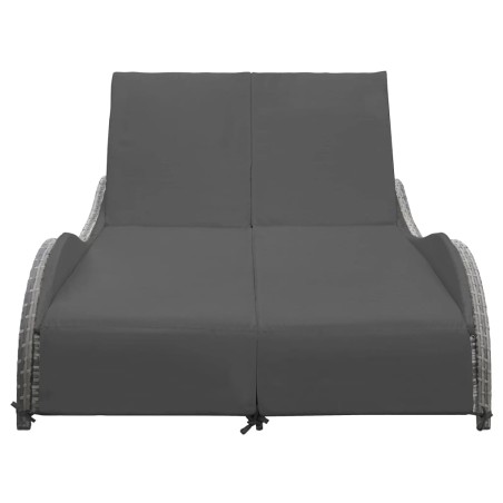 vidaXL Lettino Prendisole Doppio con Cuscino in Polyrattan Antracite