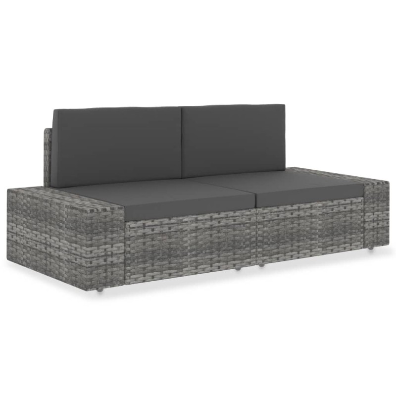 vidaXL Divano Modulare a 2 Posti in Polyrattan Grigio vidaXL Divano Modulare a 2 Posti in Polyrattan Grigio