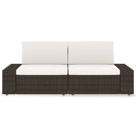 vidaXL Divano Modulare a 2 Posti in Polyrattan Marrone