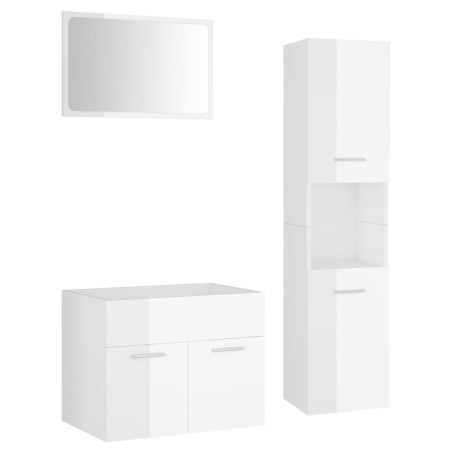 Set Mobili da Bagno Bianco Lucido in Truciolato