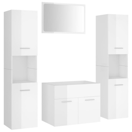 Set Mobili da Bagno Bianco Lucido in Truciolato