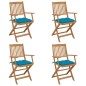 Sedie da Giardino Pieghevoli 4pz con Cuscini Massello d'Acacia Sedie da Giardino Pieghevoli 4pz con Cuscini Massello d'Acacia