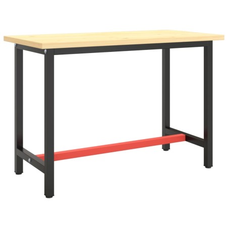 vidaXL Telaio Banco da Lavoro Nero e Rosso Opaco 110x50x79 cm Metallo