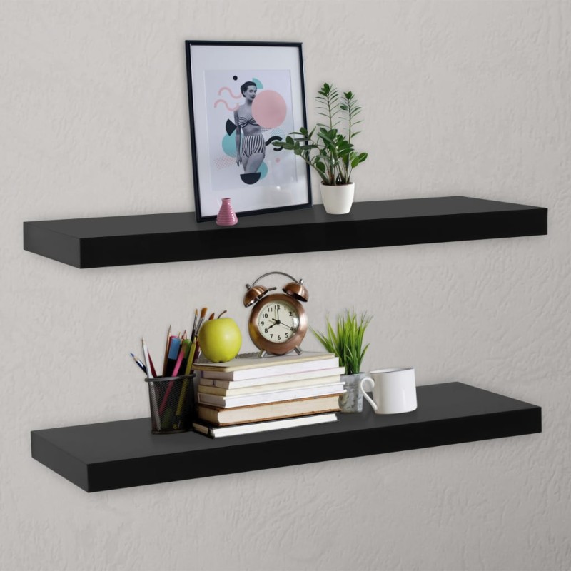 vidaXL Mensole a Muro Galleggianti 2 pz Nere 120x20x3,8 cm vidaXL Mensole a Muro Galleggianti 2 pz Nere 120x20x3,8 cm