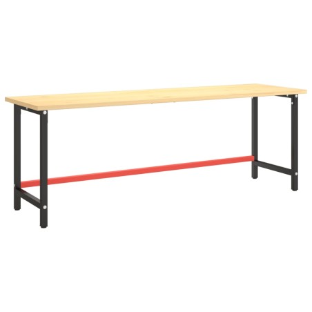 vidaXL Telaio Banco da Lavoro Nero e Rosso Opaco 220x57x79 cm Metallo
