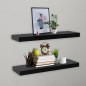 vidaXL Mensole a Muro Galleggianti 2 pz Nere 60x20x3,8 cm vidaXL Mensole a Muro Galleggianti 2 pz Nere 60x20x3,8 cm
