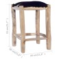 vidaXL Sgabello da Bar in Vera Pelle di Capra e Legno Massello di Teak vidaXL Sgabello da Bar in Vera Pelle di Capra e Legno Massello di Teak