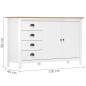 vidaXL Credenza Hill Bianca 130x40x80 cm in Legno Massello di Pino vidaXL Credenza Hill Bianca 130x40x80 cm in Legno Massello di Pino