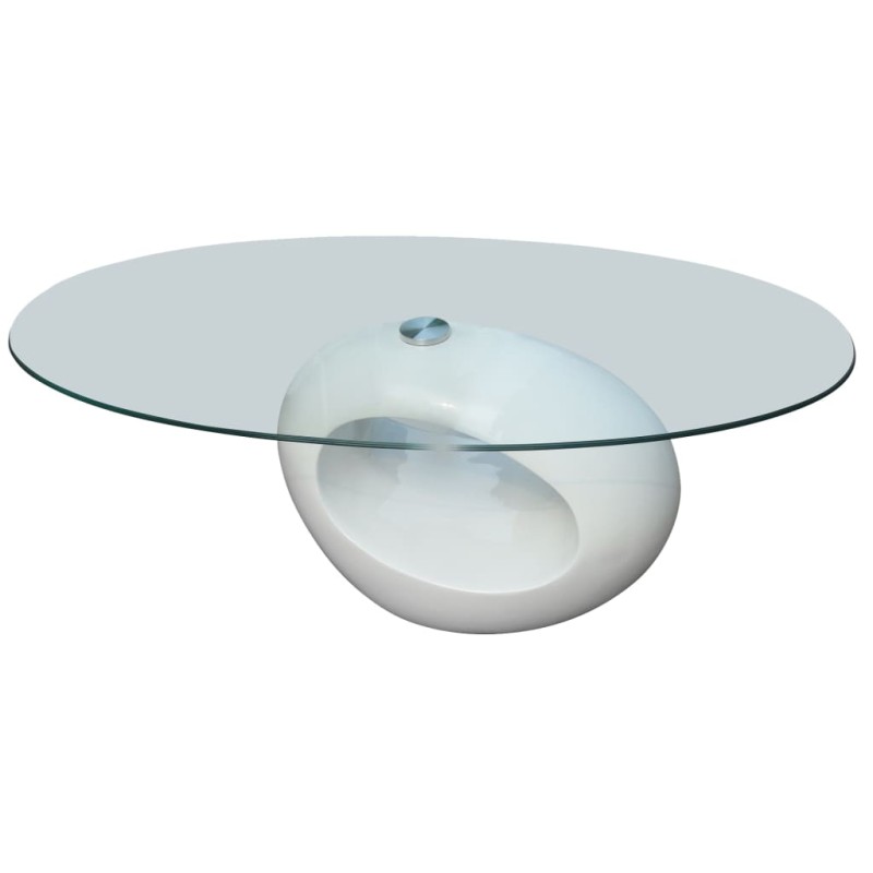 vidaXL Tavolino da Salotto con Ripiano Ovale in Vetro Bianco Lucido vidaXL Tavolino da Salotto con Ripiano Ovale in Vetro Bianco Lucido