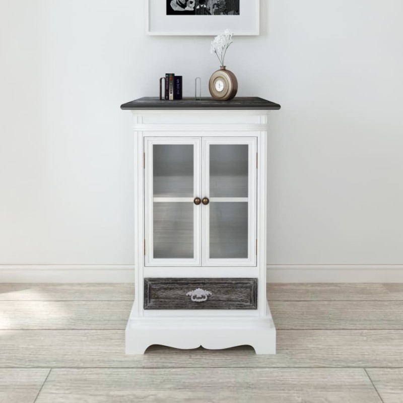 vidaXL Mobiletto con 2 Porte e 1 Cassetto in Legno Bianco vidaXL Mobiletto con 2 Porte e 1 Cassetto in Legno Bianco