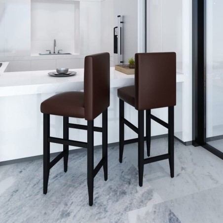 vidaXL Sgabelli da Bar 2 pz Marrone Scuro in Similpelle