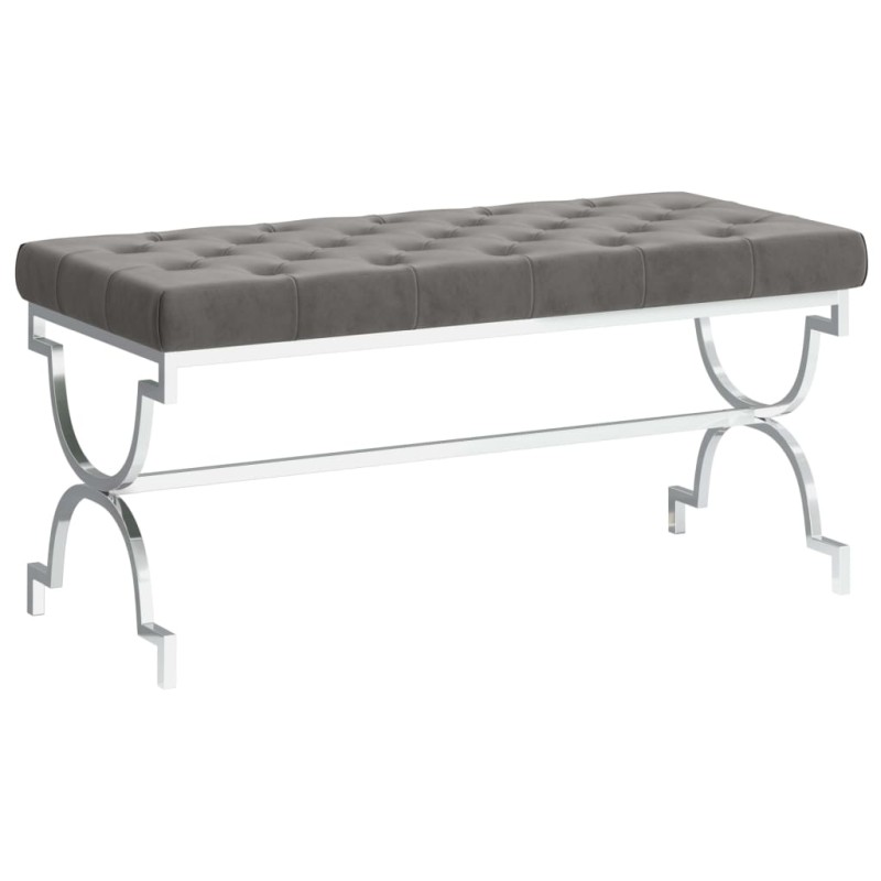 vidaXL Panca 99 cm Grigia in Velluto e Acciaio Inossidabile vidaXL Panca 99 cm Grigia in Velluto e Acciaio Inossidabile