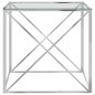 vidaXL Tavolino da Caffè Argento 55x55x55 cm in Acciaio Inox e Vetro vidaXL Tavolino da Caffè Argento 55x55x55 cm in Acciaio Inox e Vetro