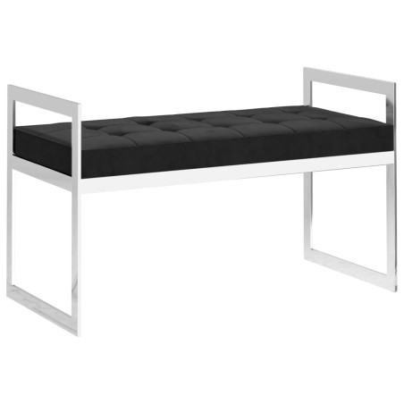 vidaXL Panca 97 cm Nera in Velluto e Acciaio Inossidabile