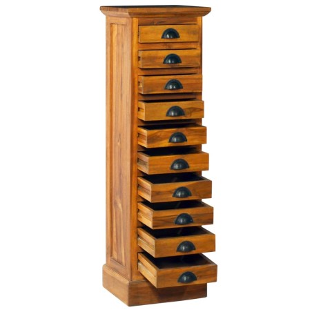 vidaXL Mobiletto con 10 Cassetti 35x30x120 cm in Massello di Teak