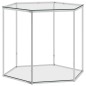 vidaXL Tavolino da Salotto Argento 50x50x43cm in Acciaio Inox e Vetro vidaXL Tavolino da Salotto Argento 50x50x43cm in Acciaio Inox e Vetro