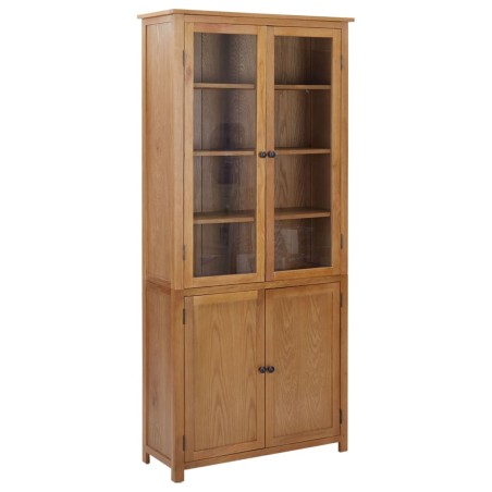 vidaXL Libreria con 4 Ante 90x35x200 cm in Rovere Massello e Vetro