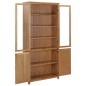 vidaXL Libreria con 4 Ante 90x35x200 cm in Rovere Massello e Vetro vidaXL Libreria con 4 Ante 90x35x200 cm in Rovere Massello e Vetro