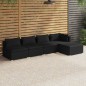 Set Divani da Giardino 5 pz con Cuscini in Polyrattan Nero Set Divani da Giardino 5 pz con Cuscini in Polyrattan Nero