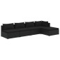 Set Divani da Giardino 5 pz con Cuscini in Polyrattan Nero Set Divani da Giardino 5 pz con Cuscini in Polyrattan Nero