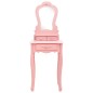vidaXL Tavolo da Trucco con Sgabello Rosa 50x59x136 cm Legno Paulownia