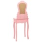 vidaXL Tavolo da Trucco con Sgabello Rosa 50x59x136 cm Legno Paulownia