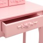 vidaXL Tavolo da Trucco con Sgabello Rosa 50x59x136 cm Legno Paulownia