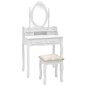 vidaXL Tavolo da Trucco e Sgabello Bianco 75x69x140 cm Legno Paulownia vidaXL Tavolo da Trucco e Sgabello Bianco 75x69x140 cm Legno Paulownia