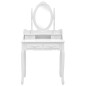vidaXL Tavolo da Trucco e Sgabello Bianco 75x69x140 cm Legno Paulownia vidaXL Tavolo da Trucco e Sgabello Bianco 75x69x140 cm Legno Paulownia