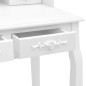 vidaXL Tavolo da Trucco e Sgabello Bianco 75x69x140 cm Legno Paulownia vidaXL Tavolo da Trucco e Sgabello Bianco 75x69x140 cm Legno Paulownia