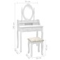 vidaXL Tavolo da Trucco e Sgabello Bianco 75x69x140 cm Legno Paulownia vidaXL Tavolo da Trucco e Sgabello Bianco 75x69x140 cm Legno Paulownia